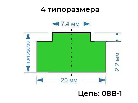 Направляющая для роликовой цепи 08B-1 профиль T-08 DIN 8187-083-1
