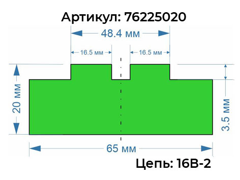 Профиль двурядной цепи 76225020